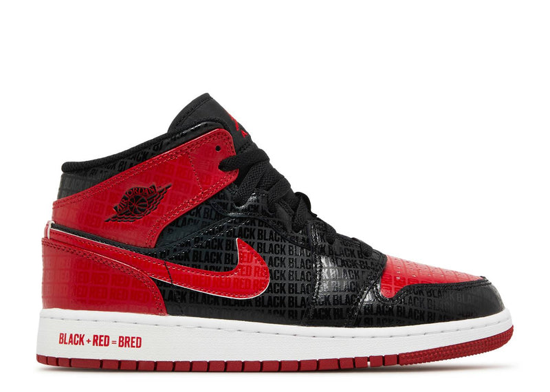 Air Jordan 1 Mid SS GS 'Black + Red = Bred'