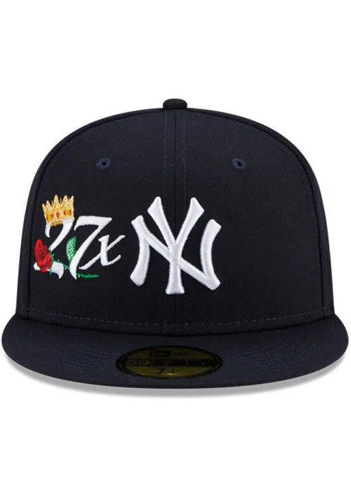 NEW ERA NEW YORK YANKEES MENS NAVY BLUE CROWN CHAMPS 5950 FITTED HAT