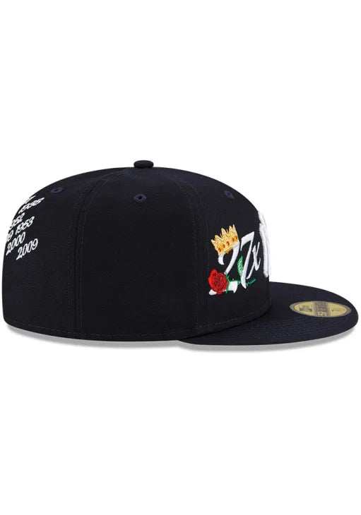 NEW ERA NEW YORK YANKEES MENS NAVY BLUE CROWN CHAMPS 5950 FITTED HAT