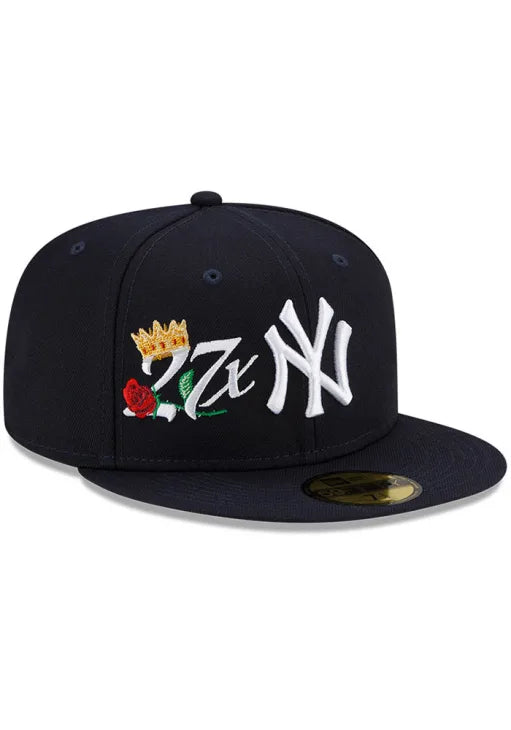 NEW ERA NEW YORK YANKEES MENS NAVY BLUE CROWN CHAMPS 5950 FITTED HAT